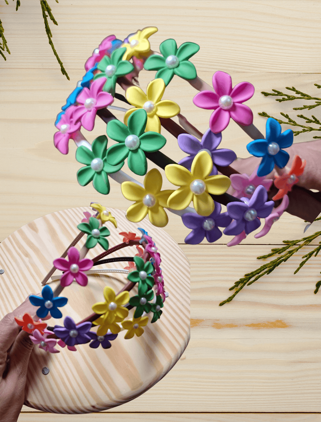 whisperingpoppers hair band Korean Style  Hairband/Haircatch (Multicolour flower shapes in pastel colours) Korean Style  Hairband/Haircatch (Multicolour flower shapes in pastel colours)