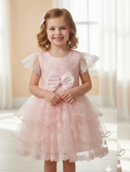 blush peachy bow princess frock