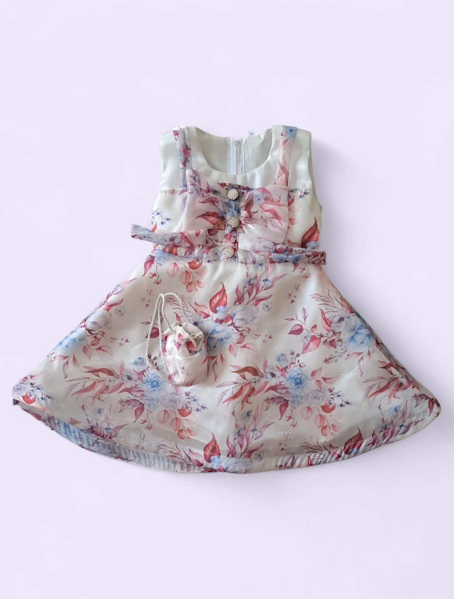 floral sheesha silk frock purple