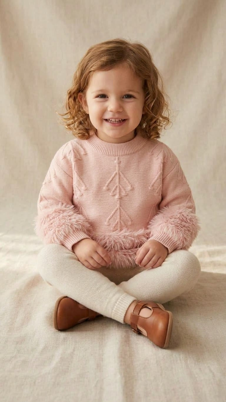 whisperingpoppers jersy Blush Pink faux fur Knit Sweater for Girls age 2 to 6 year Blush Pink faux fur Knit Sweater for Girls age 2 to 6 year