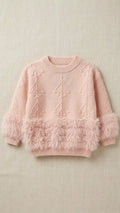 whisperingpoppers jersy Blush Pink faux fur Knit Sweater for Girls age 2 to 6 year Blush Pink faux fur Knit Sweater for Girls age 2 to 6 year