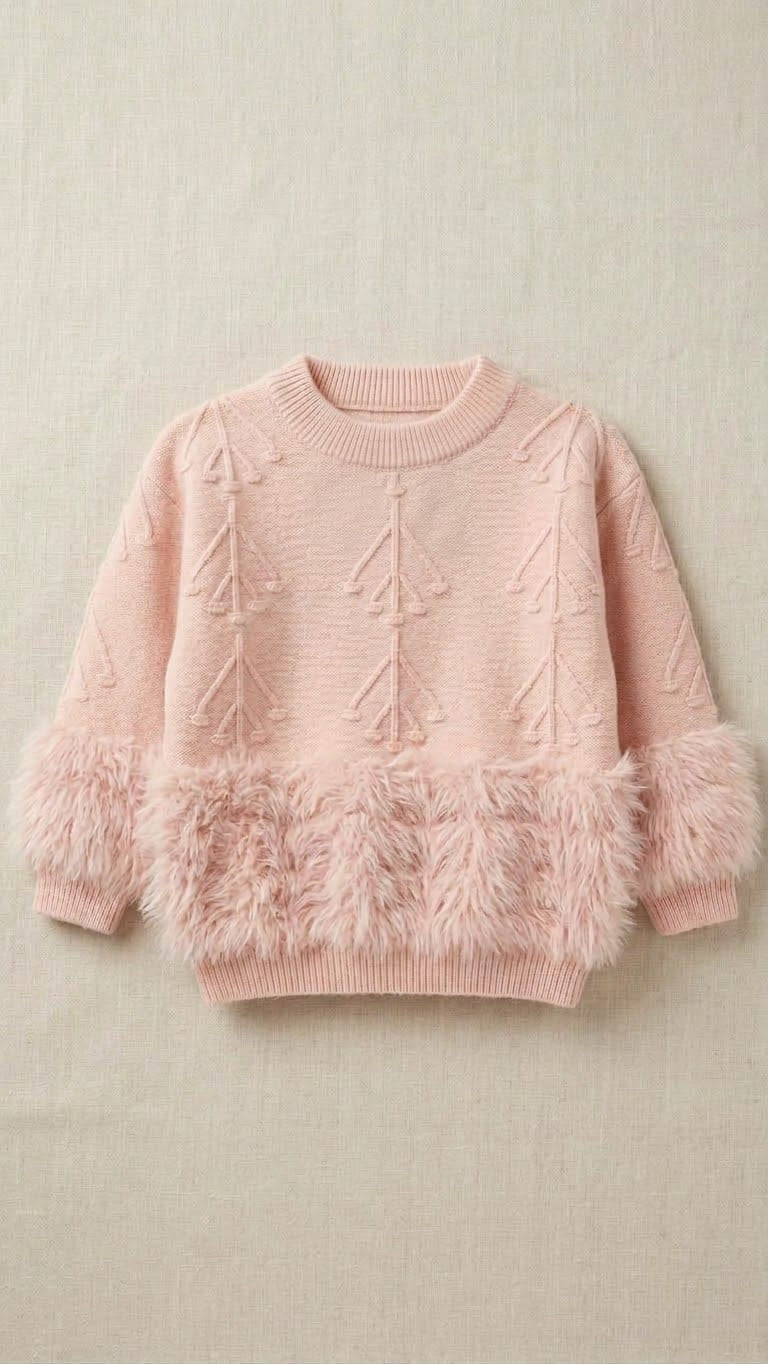 whisperingpoppers jersy Blush Pink faux fur Knit Sweater for Girls age 2 to 6 year Blush Pink faux fur Knit Sweater for Girls age 2 to 6 year