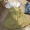 whisperingpoppers summer frocks T-shirt+pinrfore syle frock - girl age 2-6y .imported cotton fabric.modren style,showing front side of the frock details of buttons,pockets and desgin. .beautiful style to wear in  every pakistani event .perfect to wear on tours in any country.modest fashion.for birthdays,trips ,tours,get to gathers and lunch and dinner.long frock