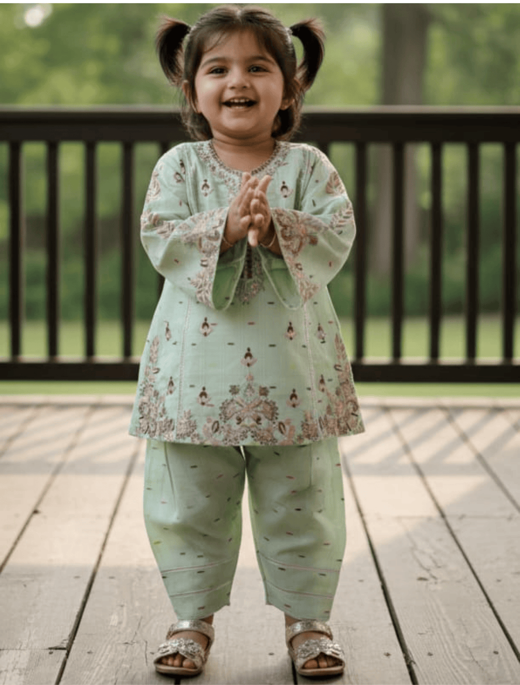 whisperingpoppers summer frocks Pastel Green Embroidered  Cotton Shalwar Kameez-girls age 9 month -3 years locally crafted .cotton fabric.pakistani hot sesons perfect fabric.baby girl wearing pakistani shalwar qameez dress
