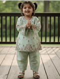 whisperingpoppers summer frocks Pastel Green Embroidered  Cotton Shalwar Kameez-girls age 9 month -3 years locally crafted .cotton fabric.pakistani hot sesons perfect fabric.baby girl wearing pakistani shalwar qameez dress