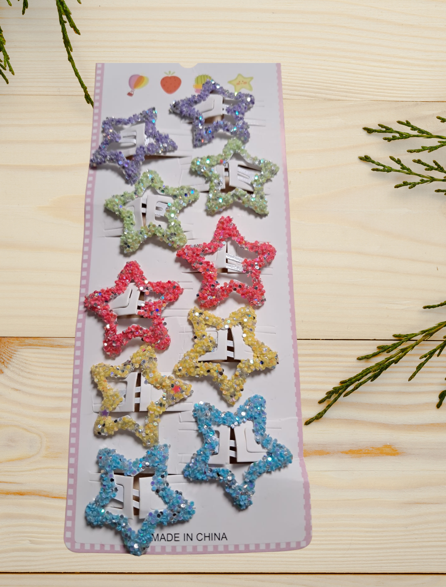 glitter star hair pins