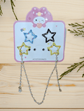 whisperingpoppers hair pins Korean Style 4 pcs Star Hair Pins Set with Attached Pearl Chain Korean Style 4 pcs Star Hair Pins Set with Attached Pearl Chain