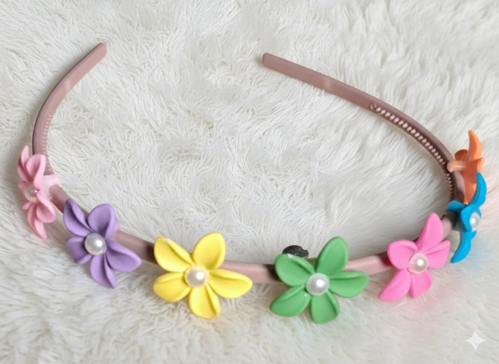 whisperingpoppers hair band Korean Style  Hairband/Haircatch (Multicolour flower shapes in pastel colours) Korean Style  Hairband/Haircatch (Multicolour flower shapes in pastel colours)