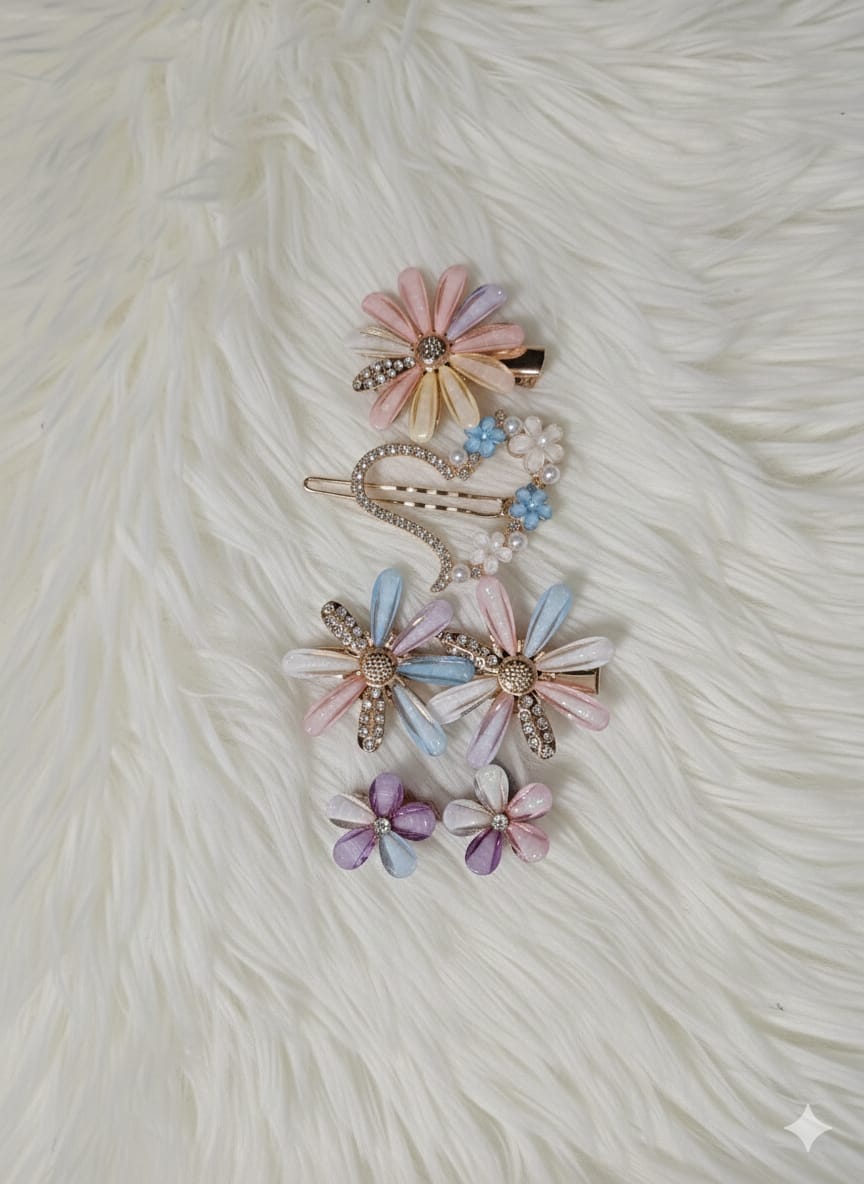 whisperingpoppers hair pins Korean Style Crystel Hair Pins &  Mini Clutcher set Korean Style Crystel Hair Pins &  Mini Clutcher set