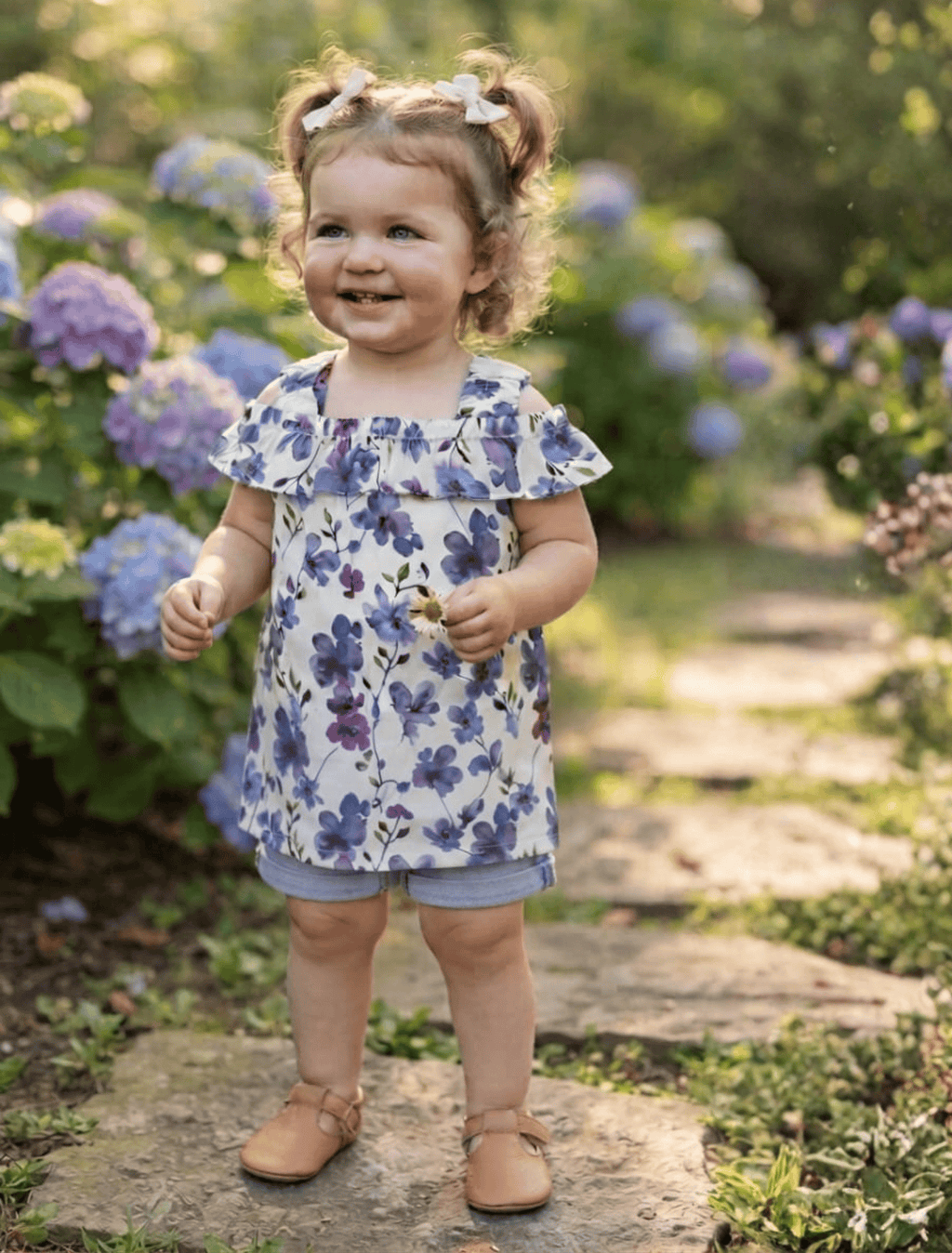 whisperingpoppers summer frocks White Purple Floral Ruffle Top lawn stuff — Baby Girls 1.5 to 2 Years White Purple Floral Ruffle Top lawn stuff — Baby Girls 1.5 to 2 Years