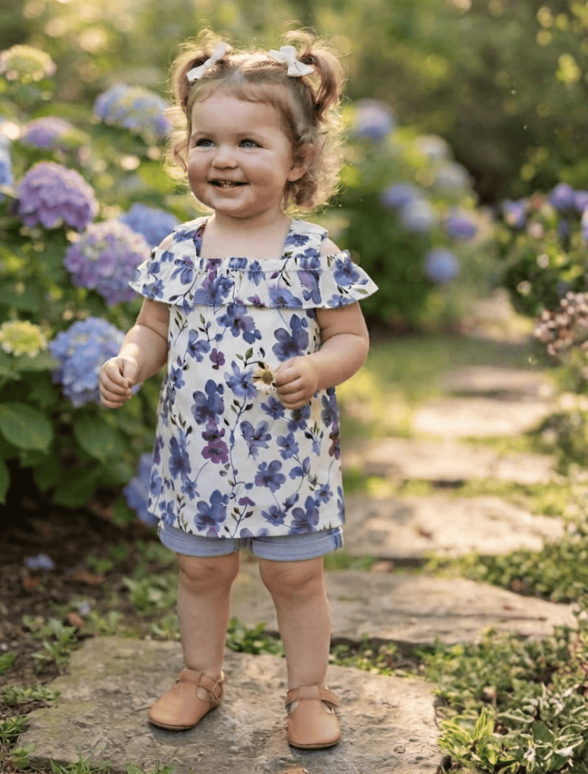 whisperingpoppers summer frocks White Purple Floral Ruffle Top lawn stuff — Baby Girls 1.5 to 2 Years White Purple Floral Ruffle Top lawn stuff — Baby Girls 1.5 to 2 Years