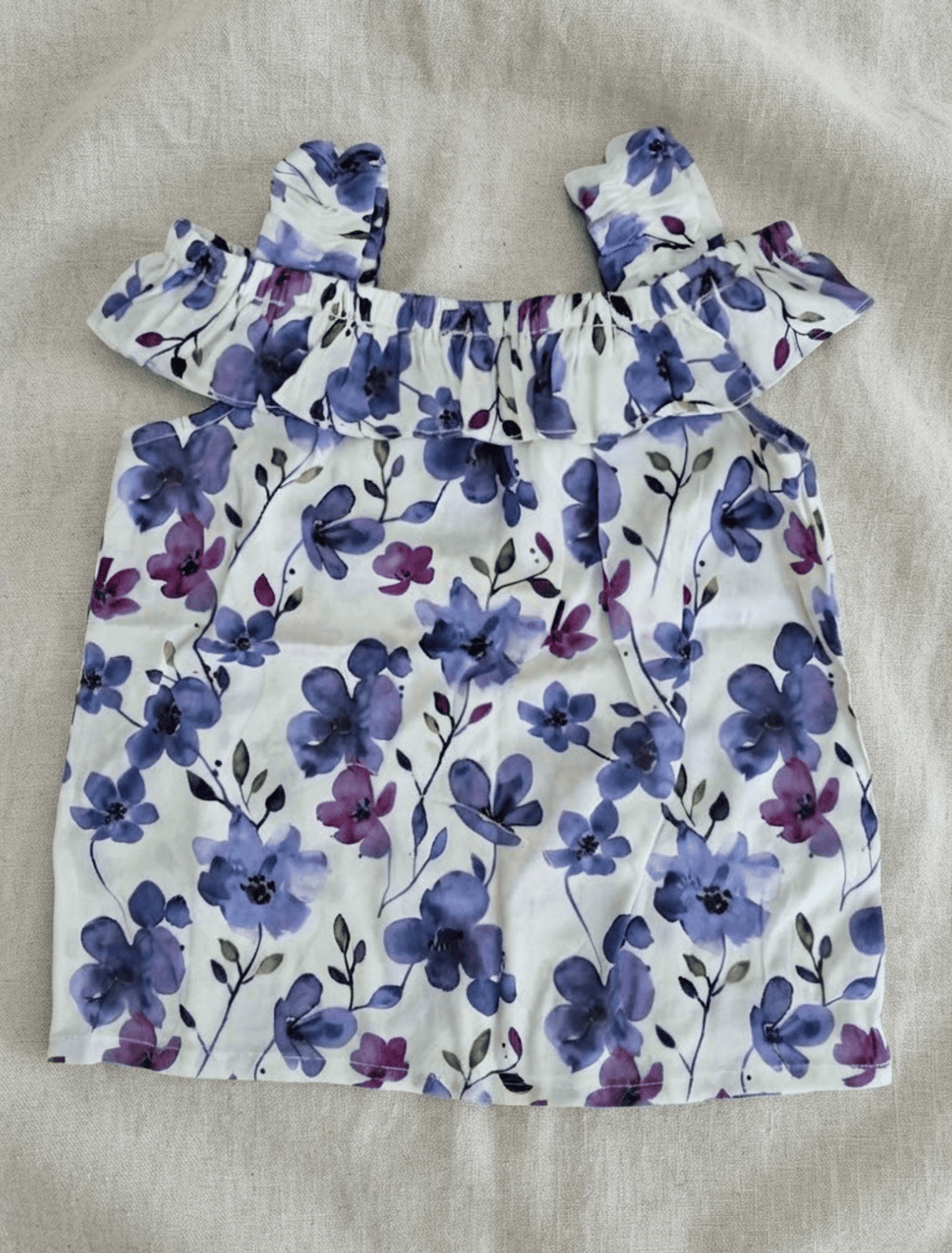 whisperingpoppers summer frocks White Purple Floral Ruffle Top lawn stuff — Baby Girls 1.5 to 2 Years White Purple Floral Ruffle Top lawn stuff — Baby Girls 1.5 to 2 Years