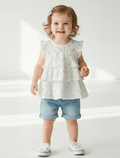 whisperingpoppers summer frocks caketop White base  Mint Green design Top  for Baby Girls  age 9month -3year perfect in summer season in pakistan.cool stylish design .for every occassions.formal and casual wear.imported top..breathable comfortable fabric