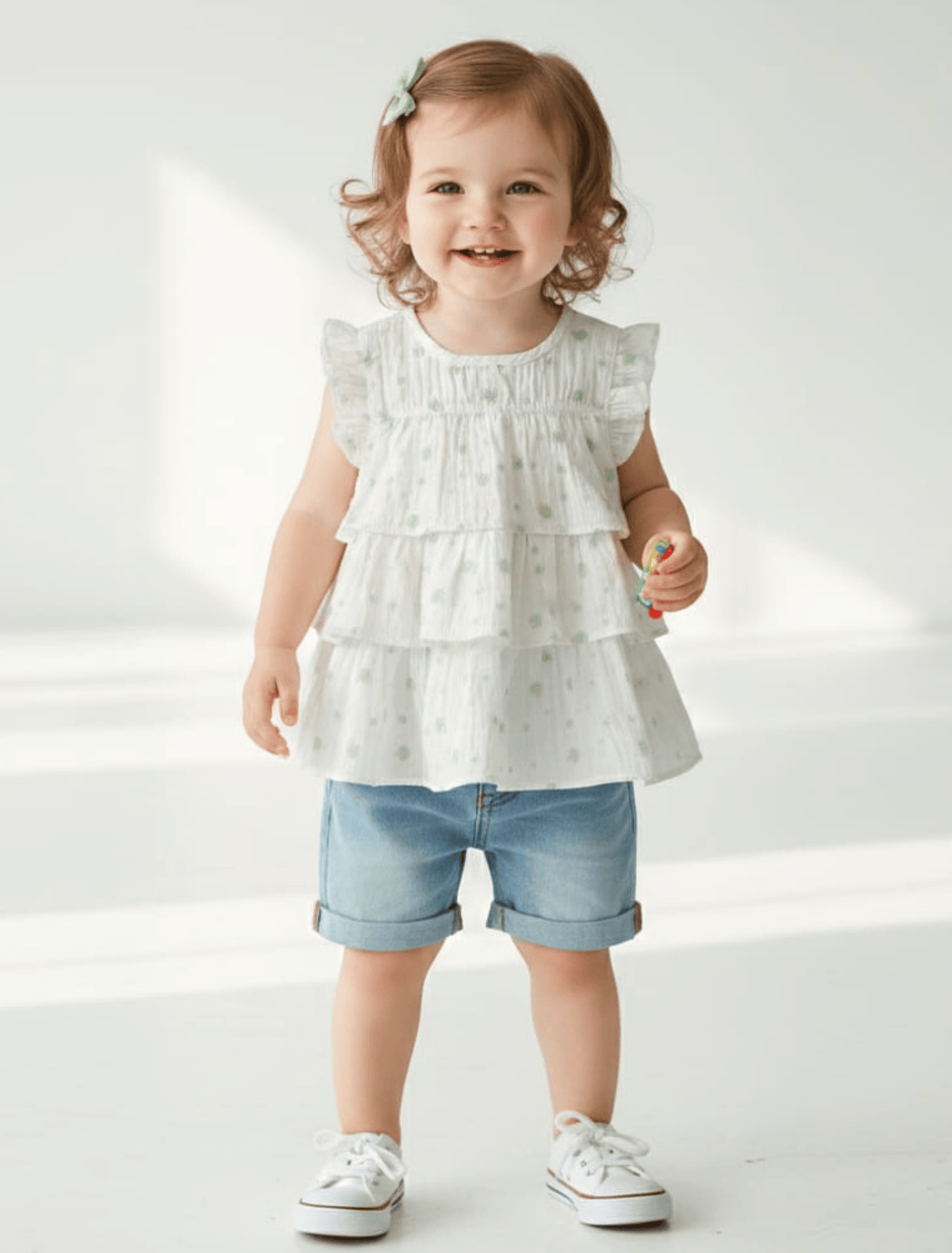 whisperingpoppers summer frocks caketop White base  Mint Green design Top  for Baby Girls  age 9month -3year perfect in summer season in pakistan.cool stylish design .for every occassions.formal and casual wear.imported top..breathable comfortable fabric