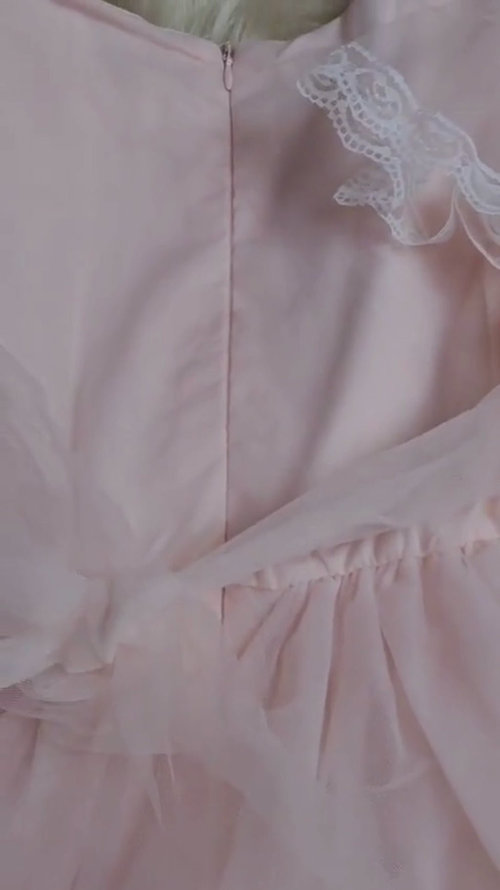 Blush Pink Lace Net Party Frock with Tiered Tulle Skirt & Bow — Girls 3 to 8 Years