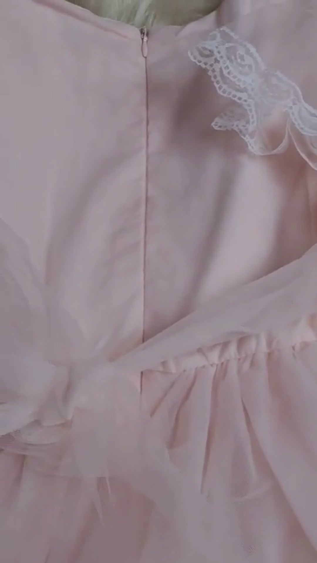 Blush Pink Lace Net Party Frock with Tiered Tulle Skirt & Bow — Girls 3 to 8 Years