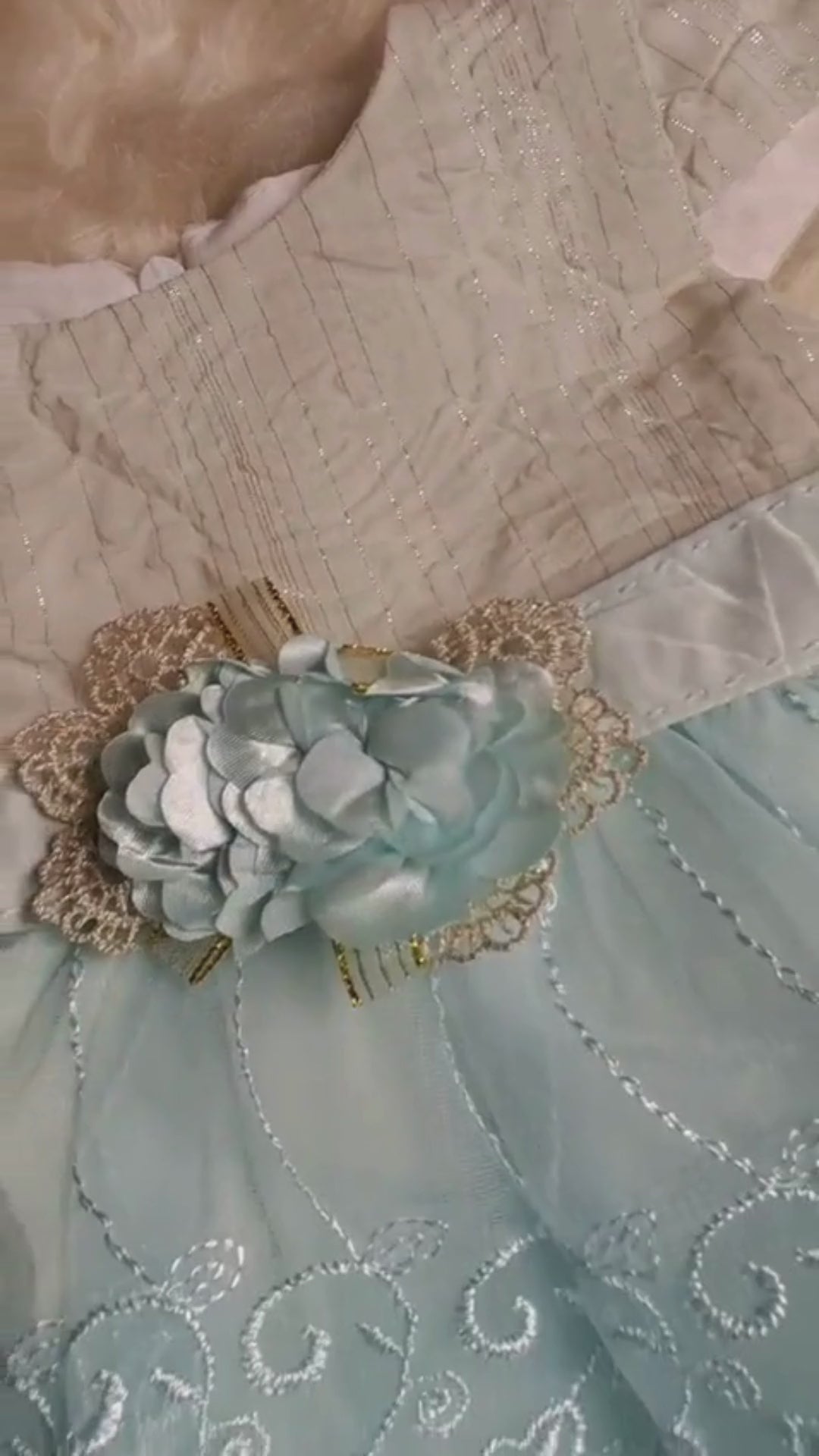 Sky Blue & White Tiered Lace party wear Frock for Baby Girls 6month-2year