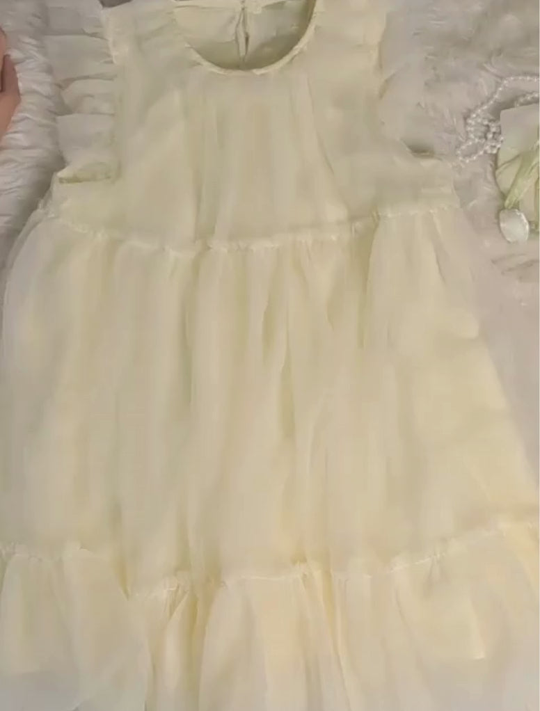 A-Line Tulle Ruffle Frock with matching Bag and pearl strap — Girls 4 to 9 Years