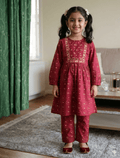 whisperingpoppers summer frocks Crimson Bloom Traditional shalwar qameez Set girl age 4-10y Crimson Bloom Traditional shalwar qameez Set girl age 4-10y